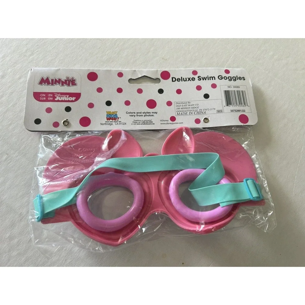 Minnie Mouse‎ Deluxe Swim Goggles Ages 3+ Pink Disney Jr New UV Protection